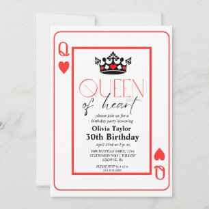 Invitation Reine de coeur fête d'anniversaire