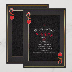 Invitation Reine de coeur noir et rouge Baby Shower de mariag