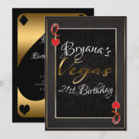 Reine de cœur Rouge Noir Or Vegas 21e Anniversaire