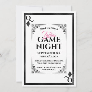 Invitation Reine de Diamants Soirée de Jeux entre Dames