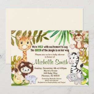 Invitation Reine de fille de safari de jungle de baby shower