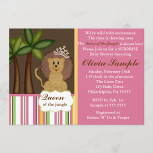 Invitation Reine de l'invitation de baby shower de jungle