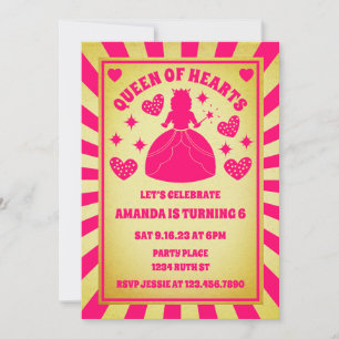 Invitation Reine des Coeurs Or de luxe Anniversaire