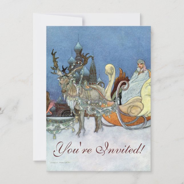 Invitation Reine des neiges Russe Princesse Reindeer (Devant)