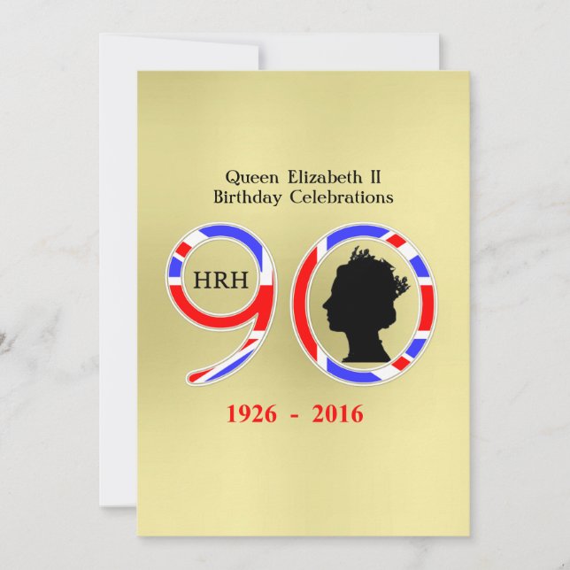 Invitation Reine Elizabeth II d'Angleterre 90e anniversaire (Devant)
