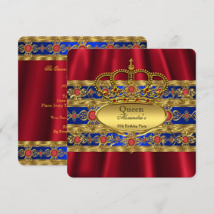 Invitation Reine King Prince Royal Blue Regal Red Crown