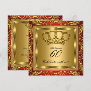 Invitation Reine ou Roi Royal Or Rouge Elite Fête d'anniversa