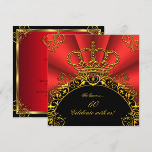 Invitation Reine Roi Royal Rouge Or Or Royal Fête d'anniversa