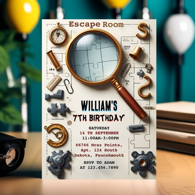 Invitation Rejoignez Clue Spy Escape Room 7th Birthday Invita (Créateur téléchargé)