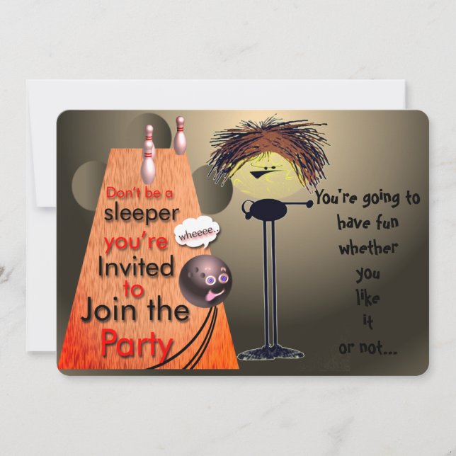 Invitation Rejoignez l'invitation de bowling de la fête (Devant)