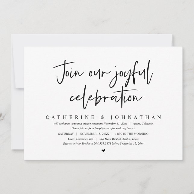 Invitation Rejoignez Notre Joyeuse Fête, Brunch Mariage (Devant)