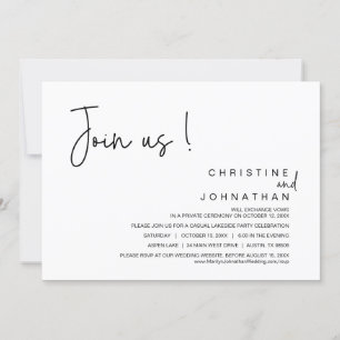 Invitation Rejoignez-Nous, Dîner Mariage Elopement, Fête, Dan