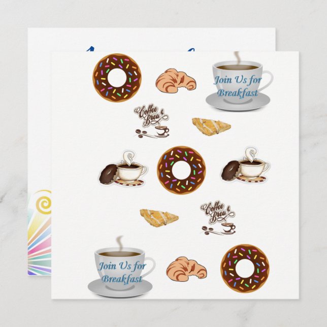 Invitation Rejoignez-nous pour la carte petit-déje (Devant / Derrière)