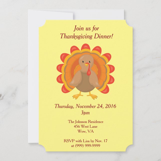 Invitation Rejoignez-nous pour le dîner de Thanksgiving (Devant)