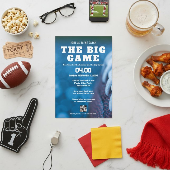Invitation Rejoignez-Nous Pour Regarder Le Big Game Football  (Join Us To Watch The Big Game Football Bash Invitation)