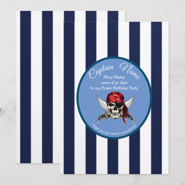Invitation Rejoignez-nous pour une aventure de pirate (Devant / Derrière)