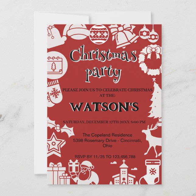 Invitation "Rejoignez-nous pour une fête de Noël festive !" (Devant)