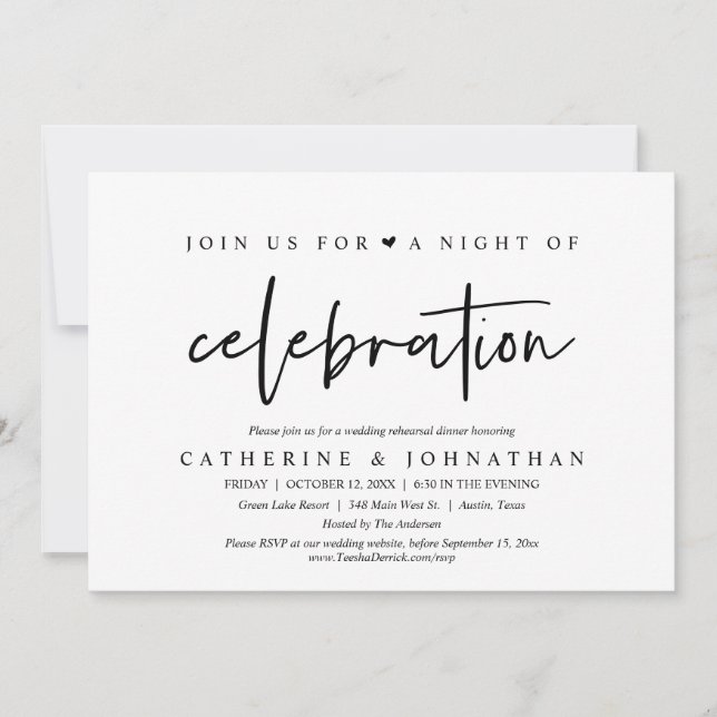 Invitation Rejoignez-nous pour une nuit de célébration, Répét (Devant)