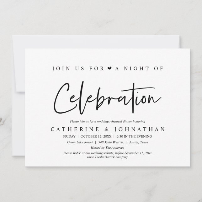 Invitation Rejoignez-nous pour une nuit de célébration, Répét (Devant)