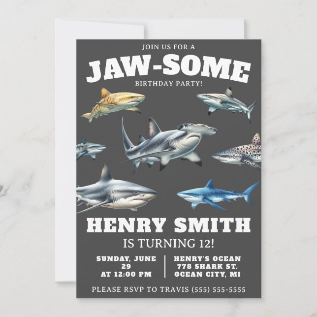 Invitation Rejoignez-nous pour une soirée Jaw-some ! Annivers (Devant)
