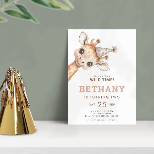 Invitation Rejoignez-nous pour Wild Time Giraffe 2e fête d'an (Créateur téléchargé)
