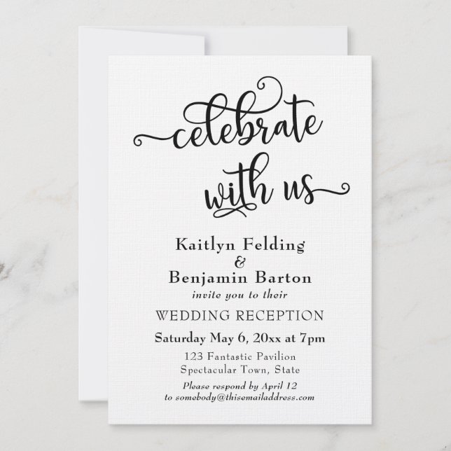Invitation "Réjouissez-vous avec nous" Typographie Réception  (Devant)