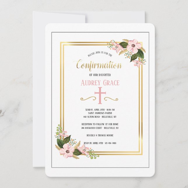 Invitation religieuse avec décoration de cornouill (Devant)