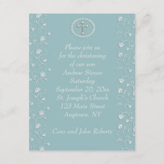Invitation religieuse bleue turquoise