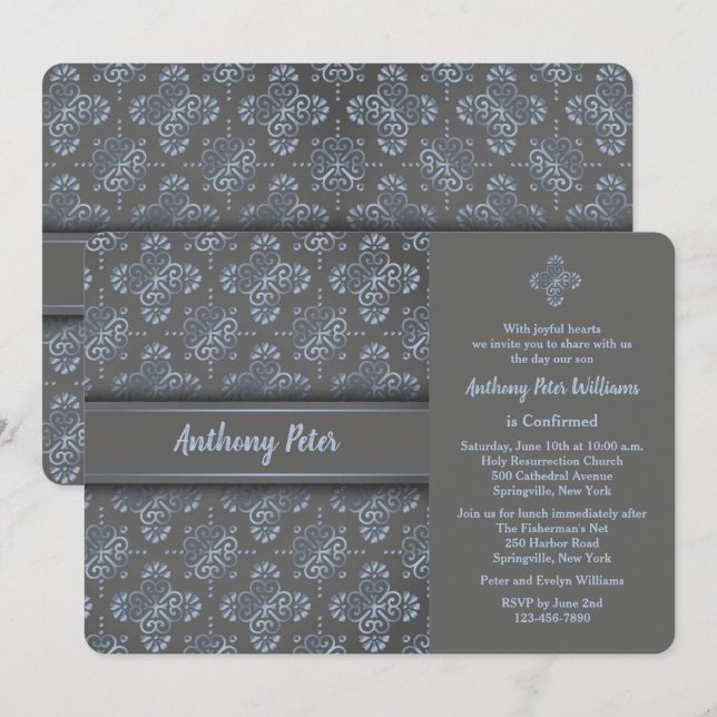 Invitation religieuse Croix Bleue (Devant / Derrière)