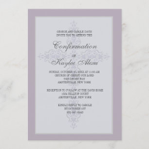Invitation religieuse Cross Watermark Lavender