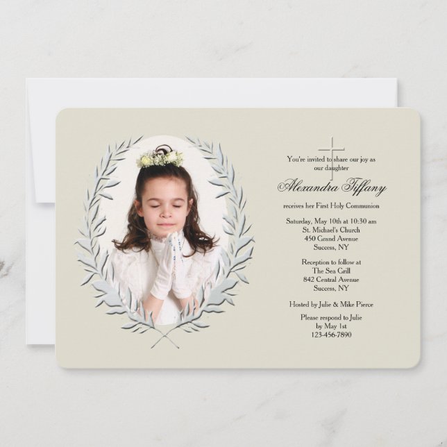 Invitation religieuse de photo botanique de cadre (Devant)