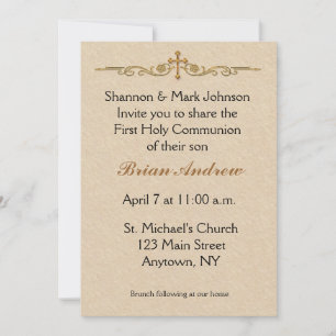 Invitation religieuse Gold Cross