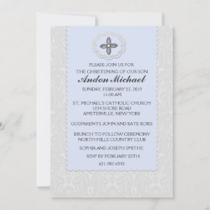 Invitation religieuse Heavenly Blue Damask