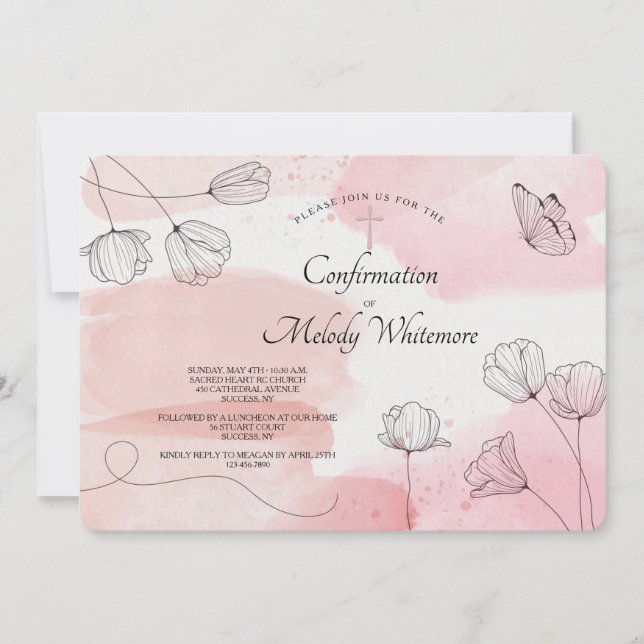 Invitation religieuse Pastel Pink (Devant)