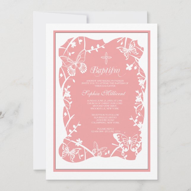 Invitation religieuse Prairie Papillon (Devant)