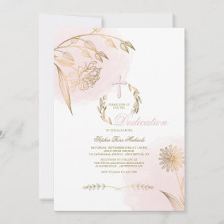 Invitation religieuse rose en poudre