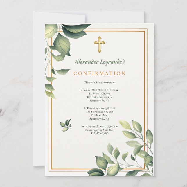 Invitation Religieuse Verdure (Devant)