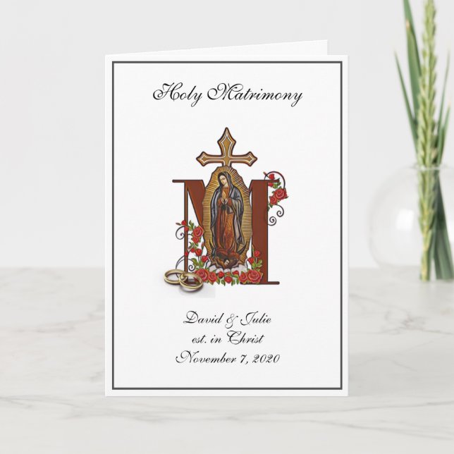 Invitation Religieux catholique Mariage floral Guadalupe (Devant)
