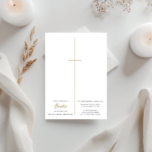 Invitation Religieux Cross-catholique Script Baptême Photo
