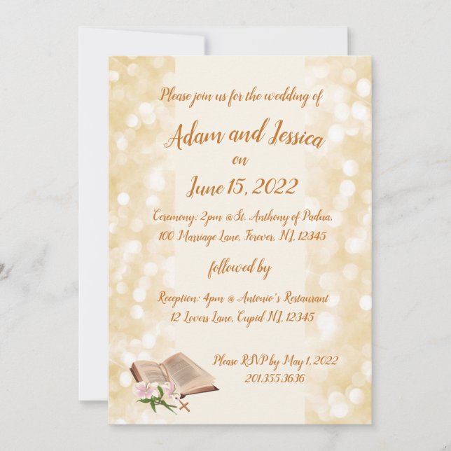 Invitation Religieux Elegeant Classic Design Mariage (Devant)