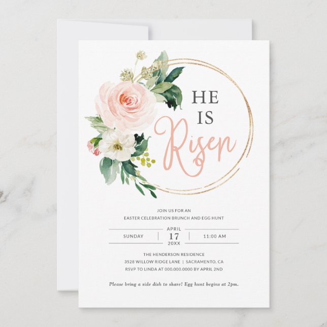 Invitation Religieux Il est ressuscité Chasse aux oeufs de Br (Devant)
