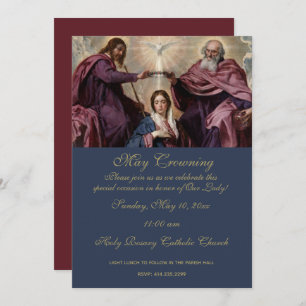 Invitation Religieux Mai Crowning Mary Fête des mères