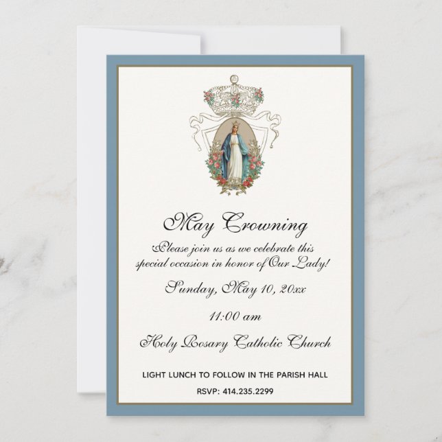 Invitation Religieux Mai Crowning Mary Fête des mères Floral  (Devant)