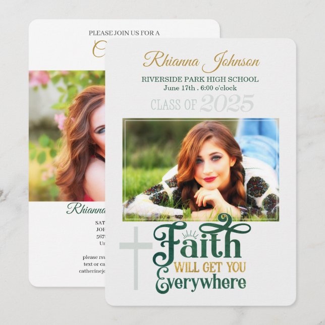 Invitation Religion Christian Class of 2023 Photo de graduati (Devant / Derrière)