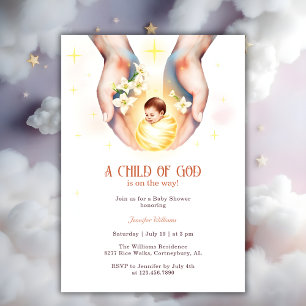 Invitation Religion Un enfant de Dieu Baby shower chrétien