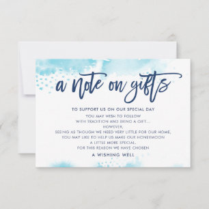 Invitation REMARQUE SUR CADEAUX aquarelle bleu aqua design
