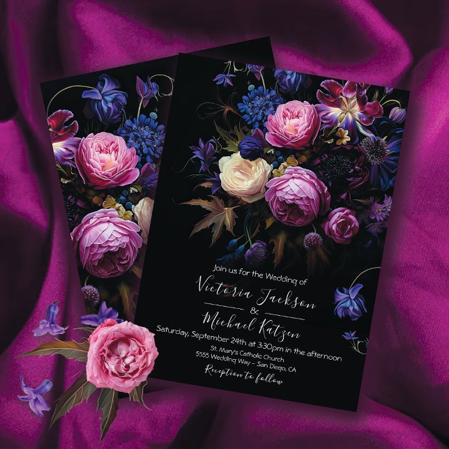 Invitation Rembrandt Floral Dark & Moody Goth Mariage (Créateur téléchargé)