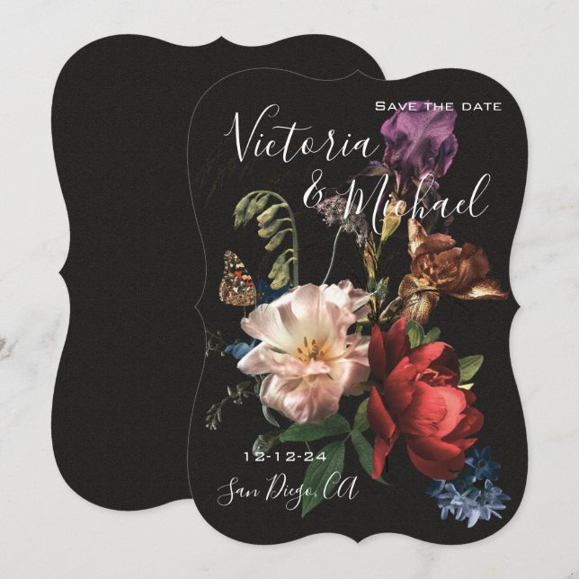 Invitation Rembrandt Floral Mariage Save the Date (Devant / Derrière)