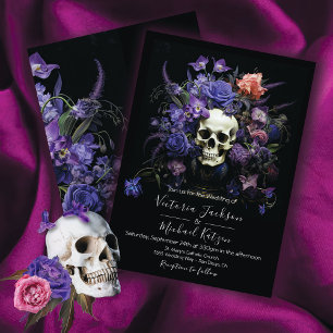 Invitation Rembrandt Mariage crâne floral foncé et Moody Goth