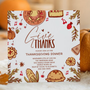 Invitation Remercie Main Tirée Thanksgiving